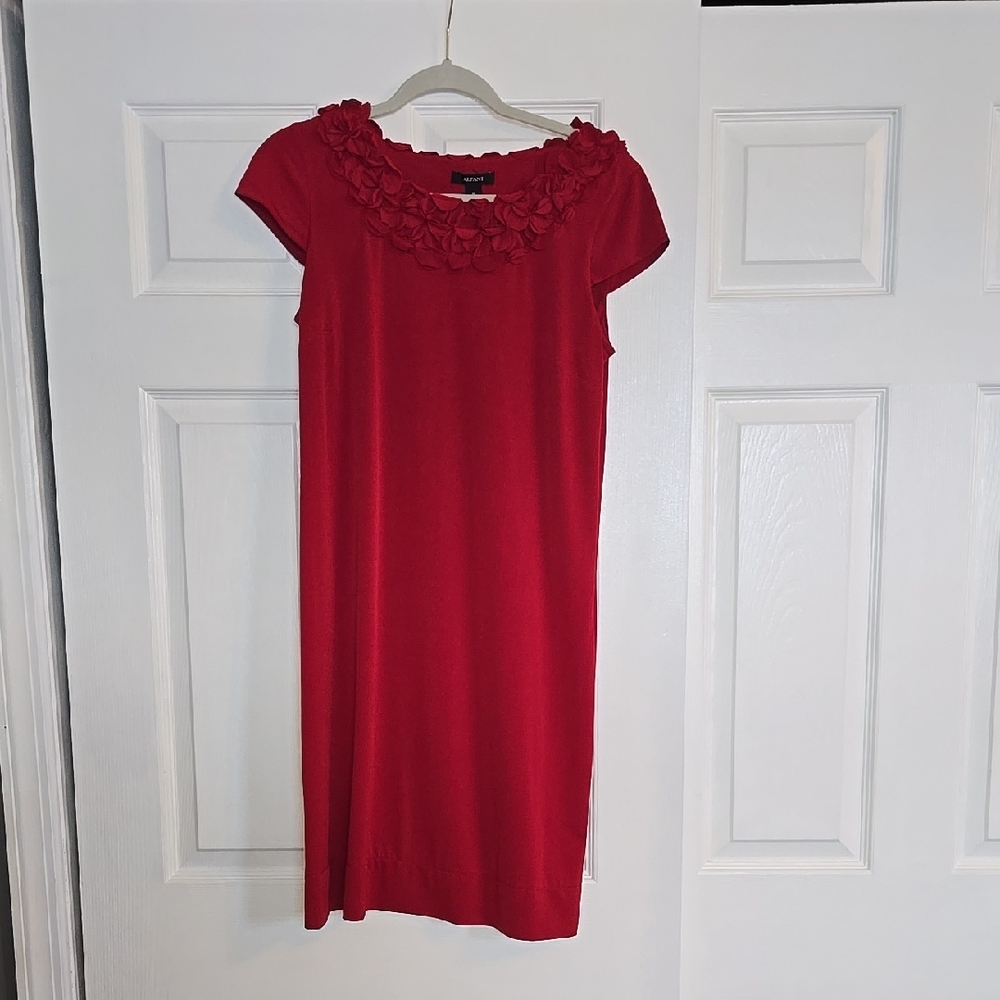 Red Floral Neckline Dress